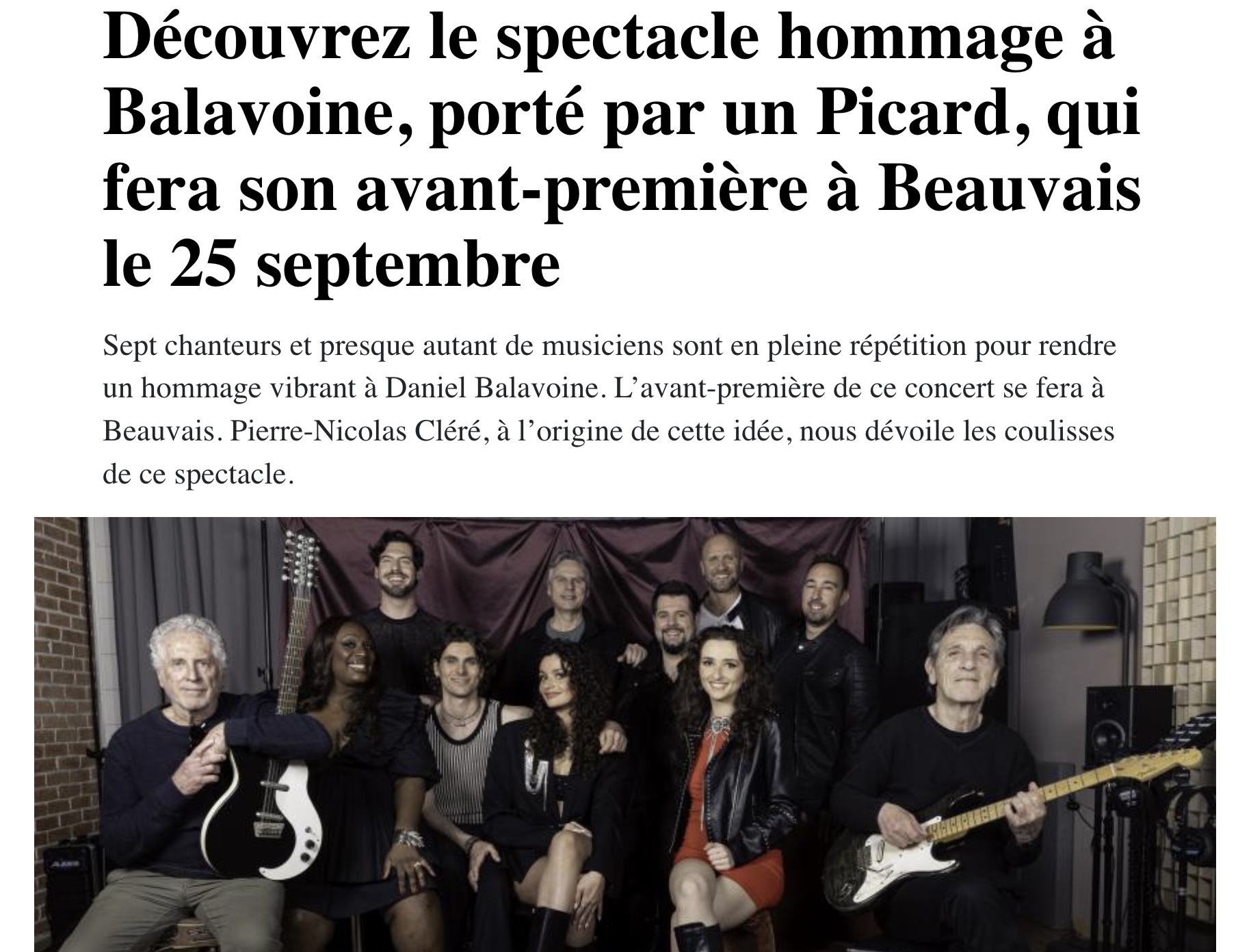 Article du Courrier Picard sur Balavoine Ma Bataille