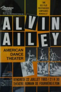 Théâtre Romain de Fourvière - Lyon
Vendredi 22 juillet 1983
Production Rainbow Concerts en accord avec Paul Szilard Productions Inc. Alvin Ailey à Lyon